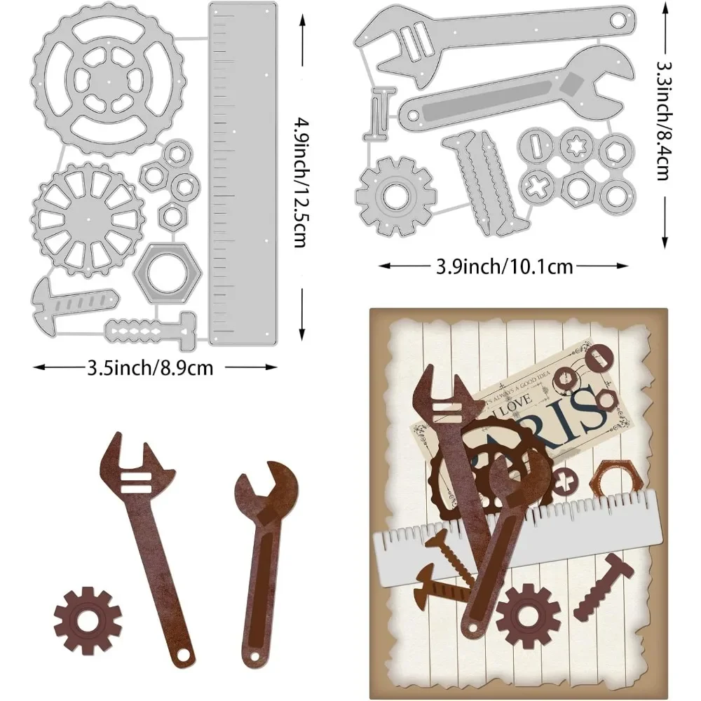 2Pcs Tools Pattern Carbon Steel Cutting Dies Stencils Rulers Wrenches Pattern Metal Die Cuts Metal Stencil Template