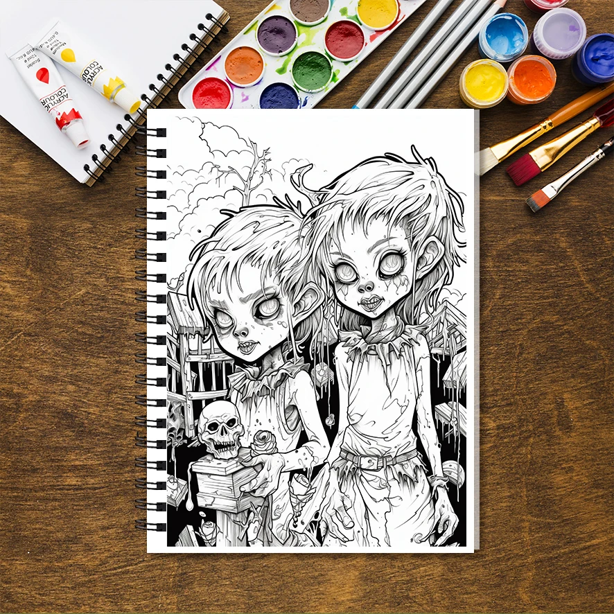 Adult Coloring Book - 8.3x 11.2 Inch 32 Pages Scary Doll Coloring Book - Helps Reduce Stress and Ease Emotions