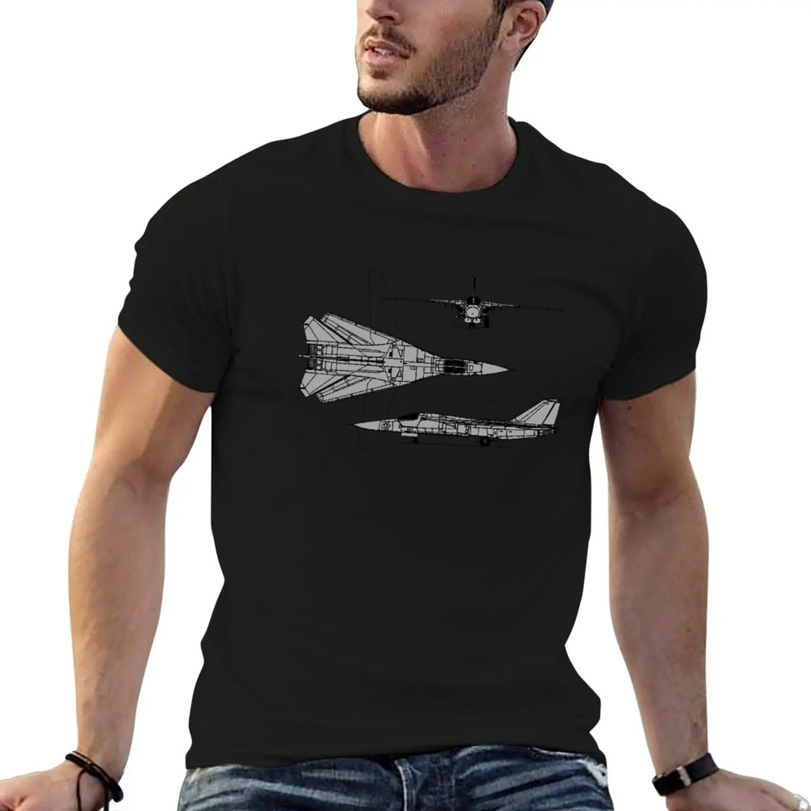 

F-111 Aardvark Tri-view T-Shirt man t shirt heavy cotton anime t shirts oversize T-Shirt