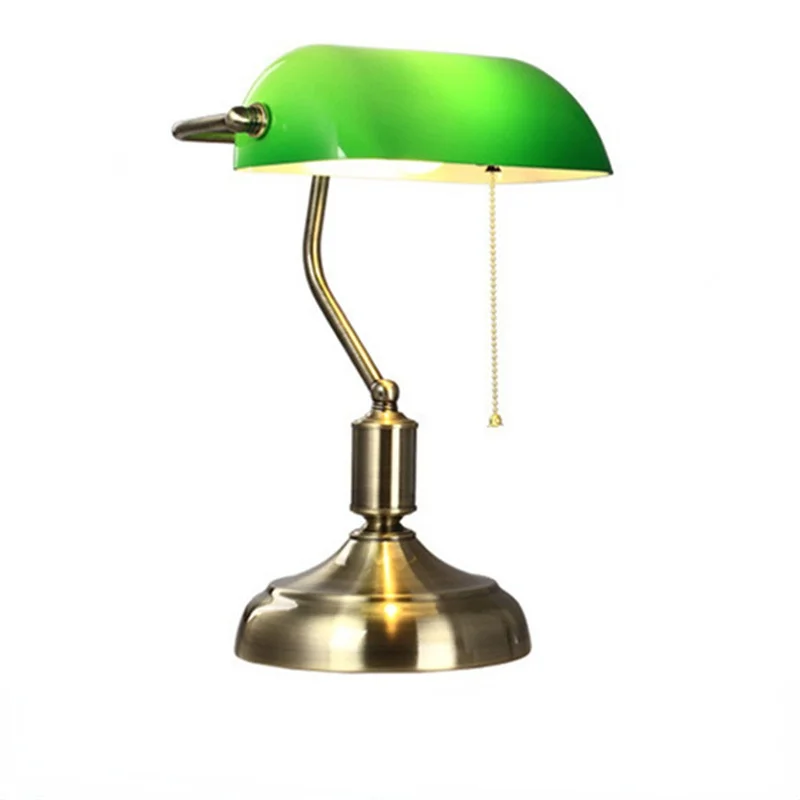 

retro study work reading table lamp green glass eye table lamp