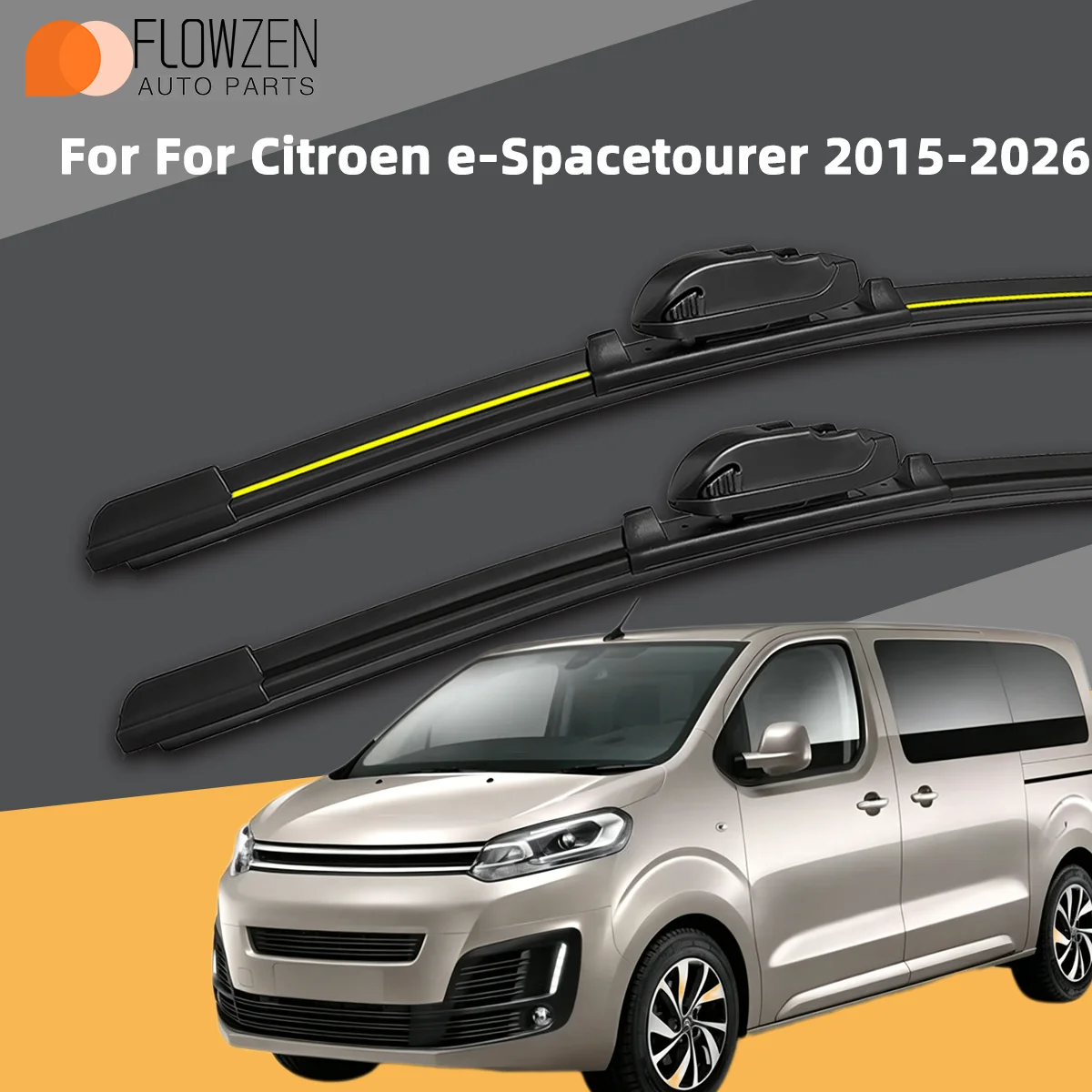 

2PCS Front Wiper Blades Fit For Citroen e-Spacetourer 2015-2026 Car Premium Quiet Streak-Free Long Lasting Auto Parts 2025 2024