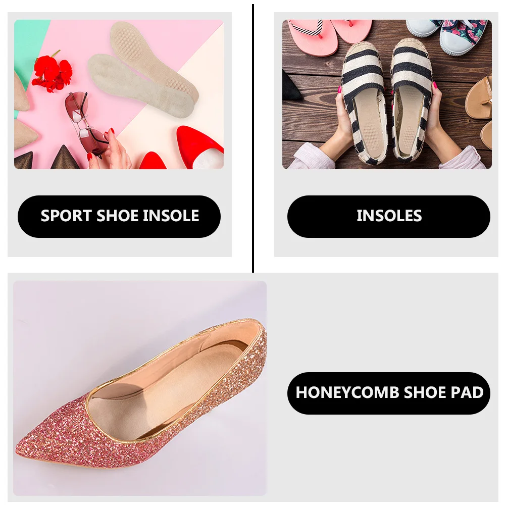 

2 Pairs Anti slip Soft Flannel Gel Insoles Shock Absorbing Pads for Flat Shoes Sports Walking Running Non fade Washable