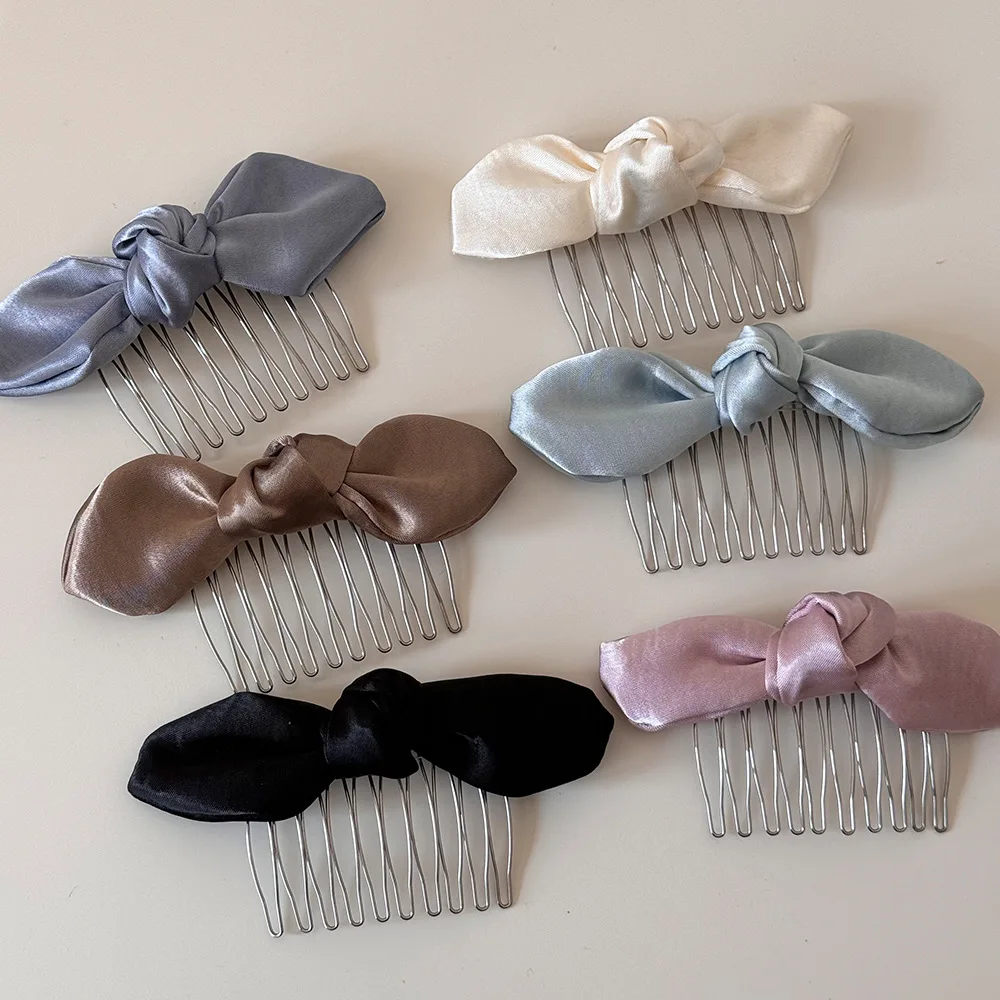 

Silk Bow Borken Hair Artifact Hair Comb Clip Korean Fashion Hair Accessories Sweet Princess Head Bow Bang Comb Bangs Side Clip