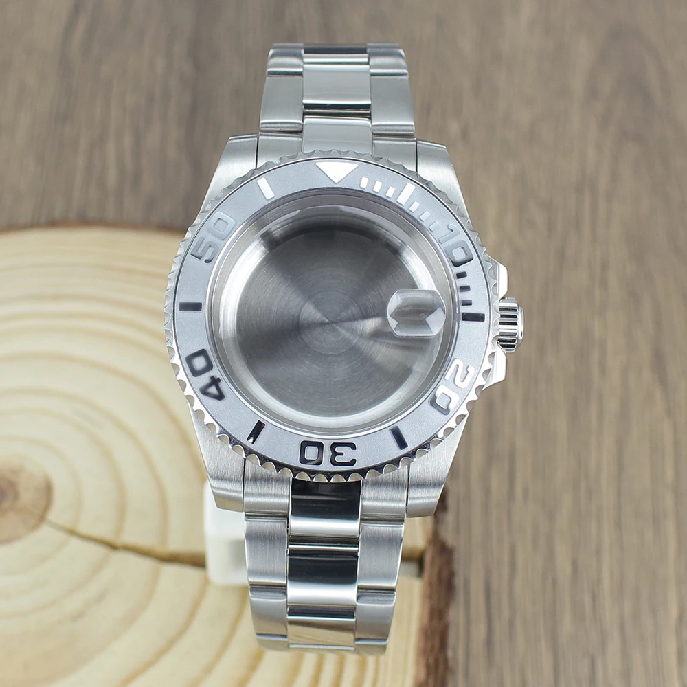 

40mm Watch Case sapphire glass Metal case for NH35 NH36 Miyota 8215 ETA 2824 Movement 28.5mm Dial Silver Yacht Design Style Case