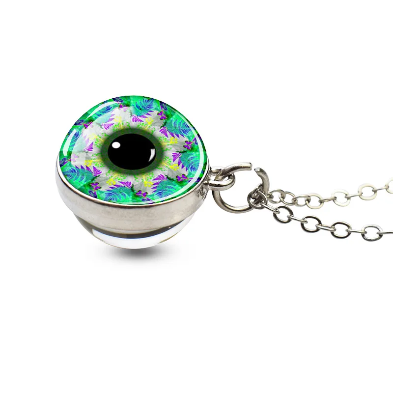 Eye Necklace Spherical Double sided Glass Material Eye Radiant Pendant Art Style Friend Gathering Gift