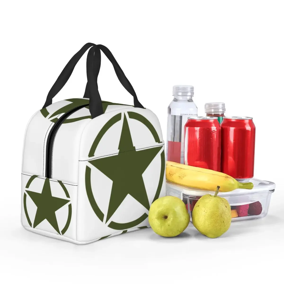 Military Tactical Army Star Insulated Lunch Bags for Women Portable Cooler Thermal Food Lunch Box Work School Travel