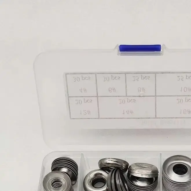 Stainless Steel Fisheye Washers 170 pcs 304 Material 4# to 16# Sizes Concave Convex Design for Hardware Accessories