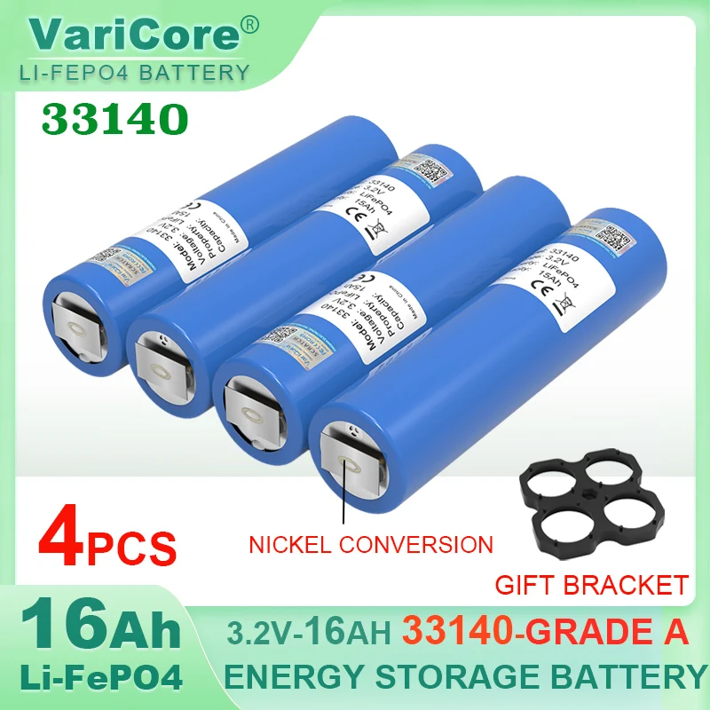 

4pcs VariCore 3.2V 33140 15Ah lifepo4 Cells Lithium-iron phospha 16000mAh for 4S 12v ebike e-scooter power tools Battery pack