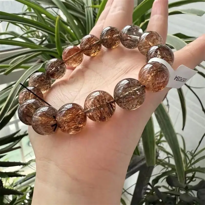 

Natural Black Gold Super Seven Quartz Bead Bracelet Fashion Women Healing Jewelry Reiki Energy Stone Gift 1PCS 12/14/15MM