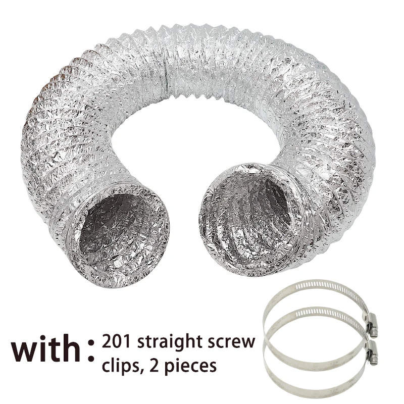 3, 4, 6, 8inch 25-Foot Flexible Aluminum Air Ducts for Ventilation, Including 2 Clamps, Long Heavy-Duty Multi-Layer Dryer Hose Exhaust Kit, Duct Fan System