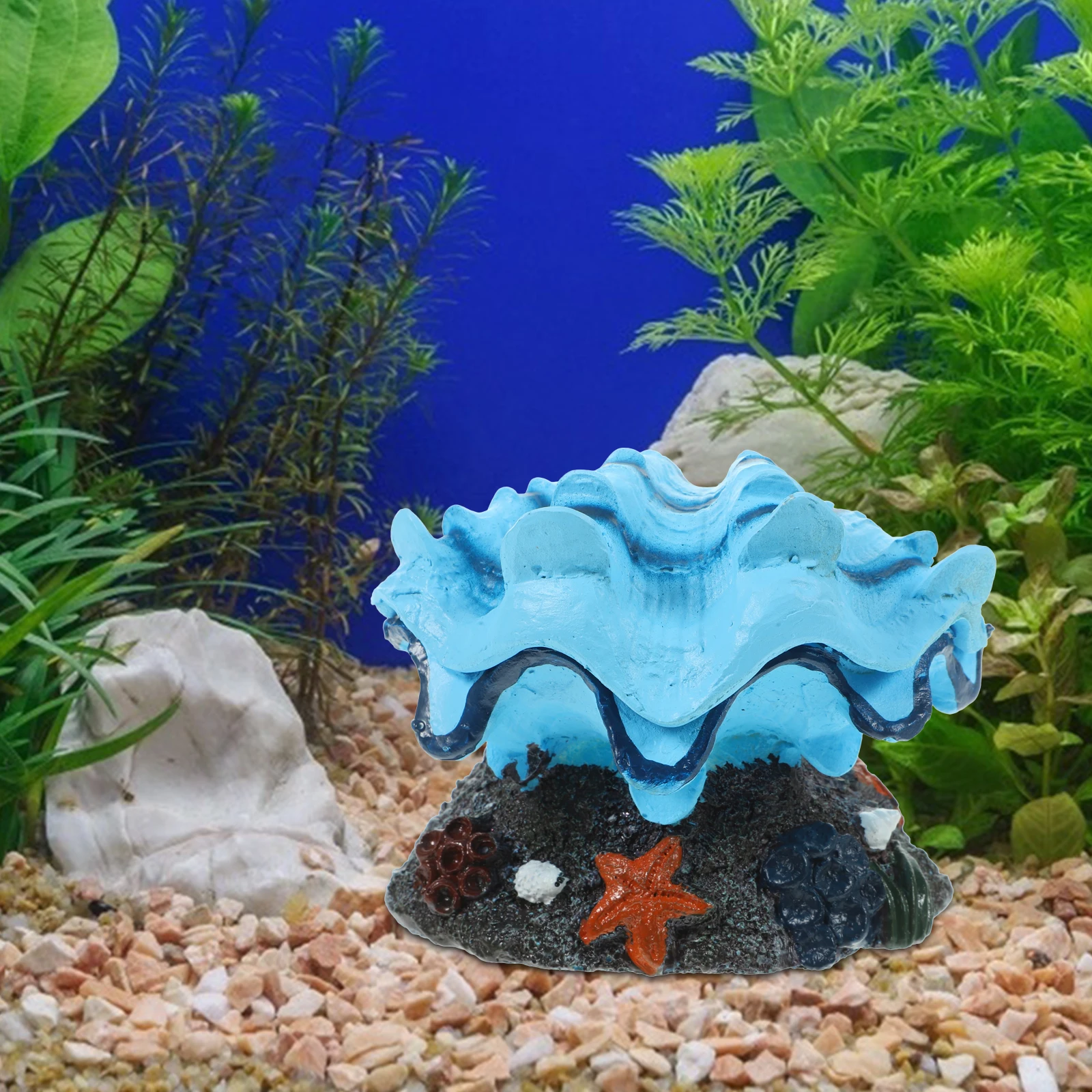 الراتنج قذيفة حوض السمك الديكور تصميم واقعي قاعدة مستقرة خزان الأسماك الفوار الهواء حجر الأكسجين فقاعة الناشر حوض السمك