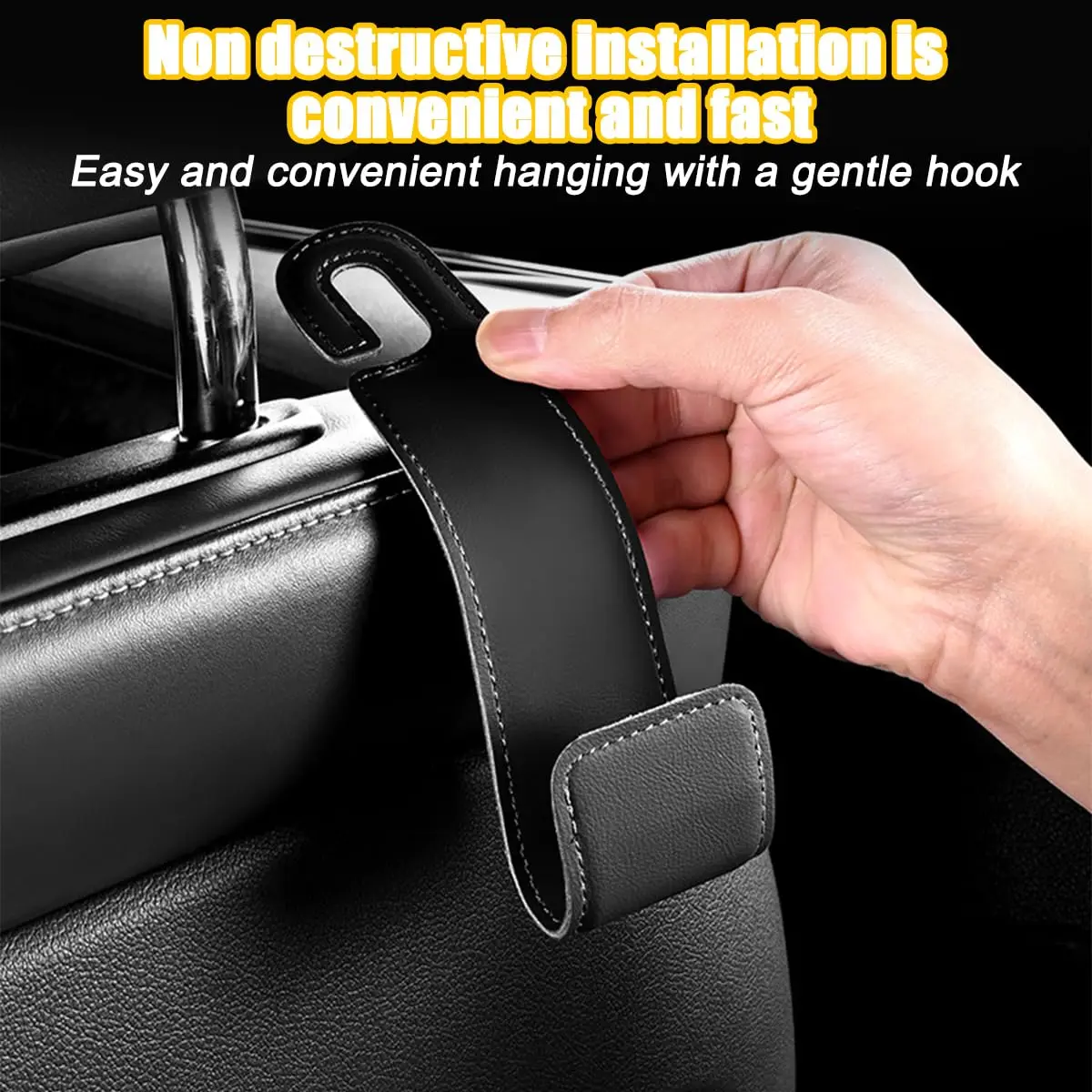 Multi-Functional Hook Car Seat Headrest Hook Auto Back Seat Organizer Hanger Handbag Clothes Bracket Car Seat PU Leather Hook