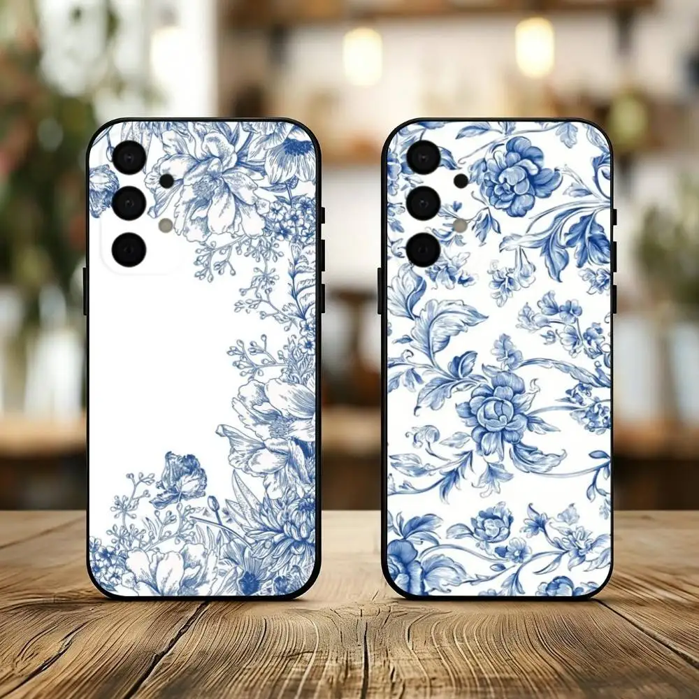 B-blue and W-white china Phone Case For Samsung Galaxy A73,A72,A71,A70,A53,A52,A51,Soft Silicone Black Cover