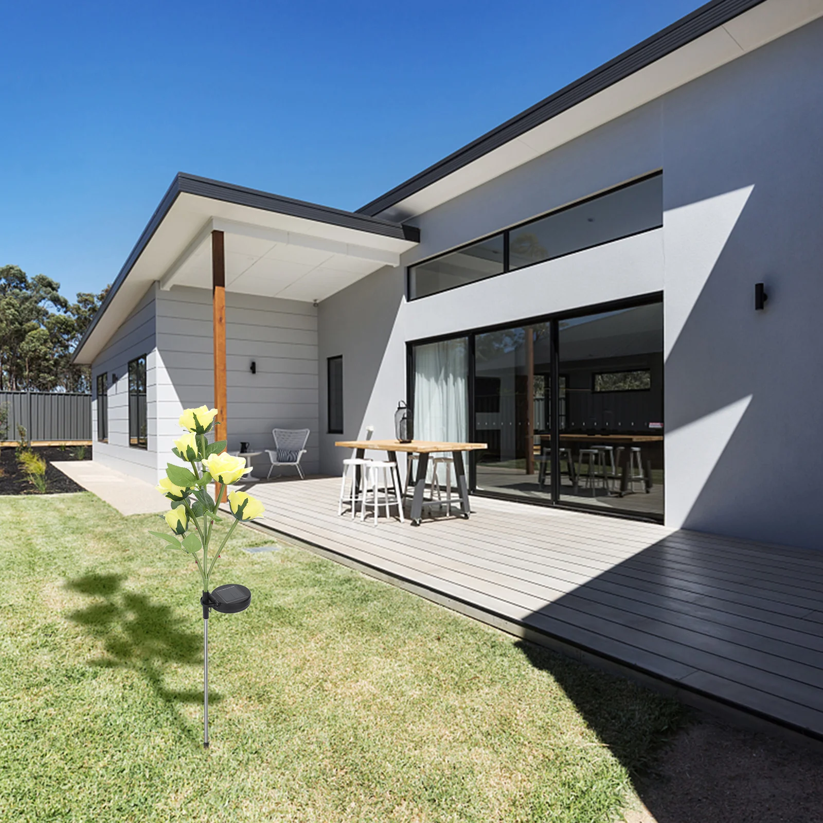 

Decorations Rose Lantern Lamp Water Proof Flower ing Outdoor Solar Light Yellow Yard Insert