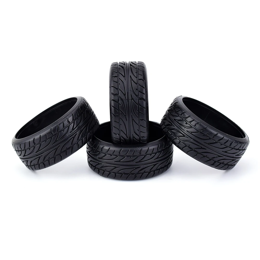 4Pcs AUSTAR Flat Speed Medium Grain Drift Tires 26mm Plastic Hard Tyres For 1/10 TAMIYA HPI Redcat Racing HSP On-Road Racing