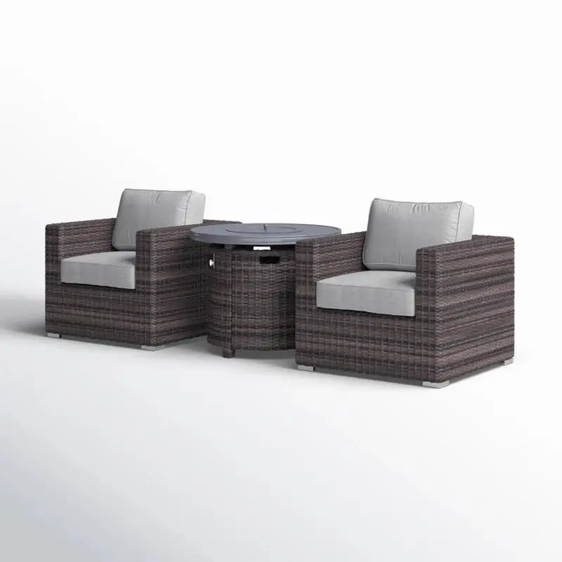 Modular 3-Piece Rattan Outdoor Sofa Set with Cozy Cushions for Patio