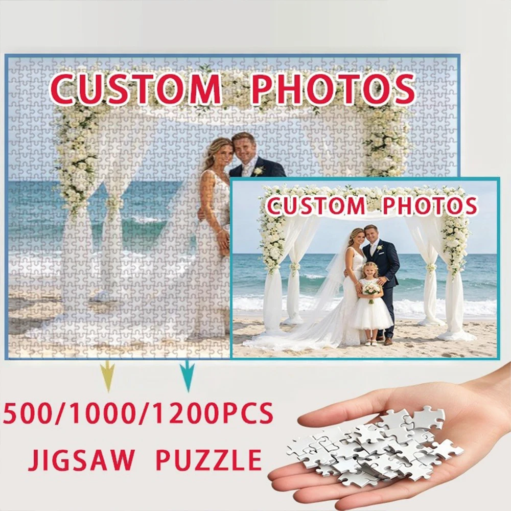 35/300/500/1046pcs Personalized Custom Photo Puzzle Couple Photos DIY Handmade Puzzles Photo Wall Art