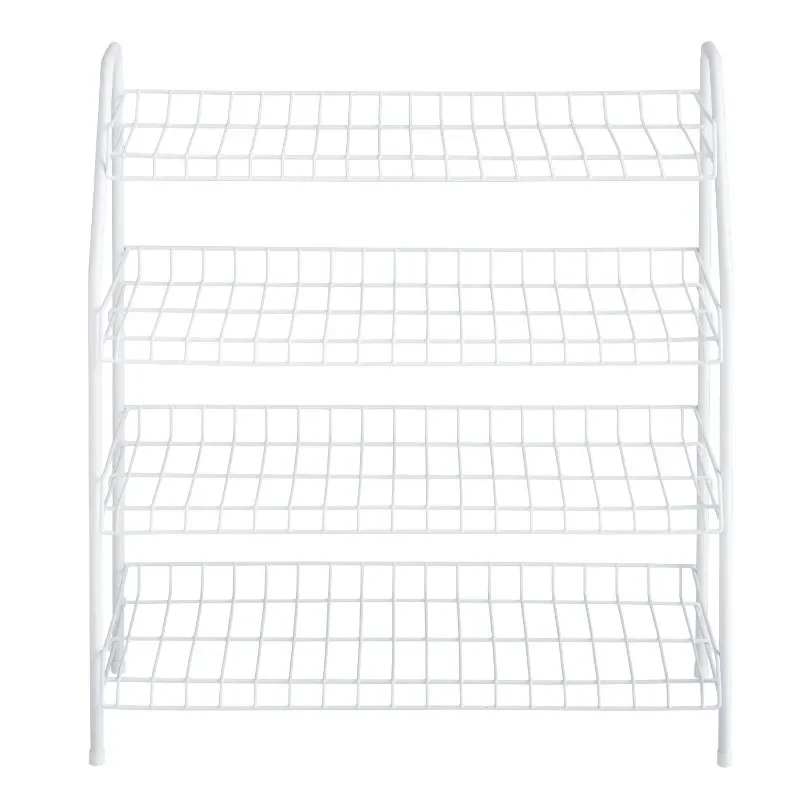 Freestanding 4-Tier Wire Shelf Shoe Rack and Organizer, White