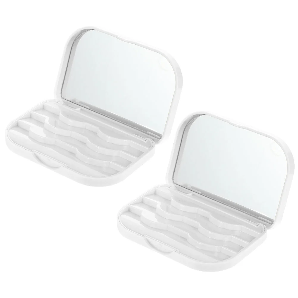 2 Pcs Eyelash Storage Box Artificial Case Holder Organizer Simple Multiple Slots Miss