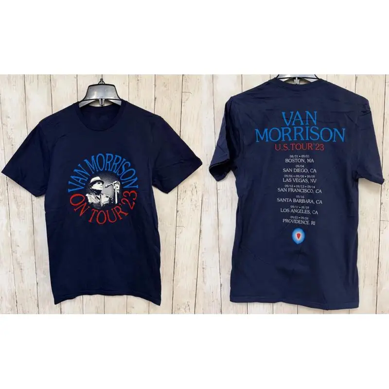 Rare Van Morrison Navy Blue Graphic Concert Unisex Shirt all size GG222