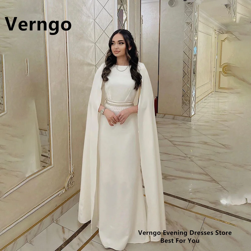 

Verngo O Neck Long Sleeves Party Dress Crystal Tassel Evening Dress For Women 2024 Saudi Arabic Formal Dress Dubai Prom Gown