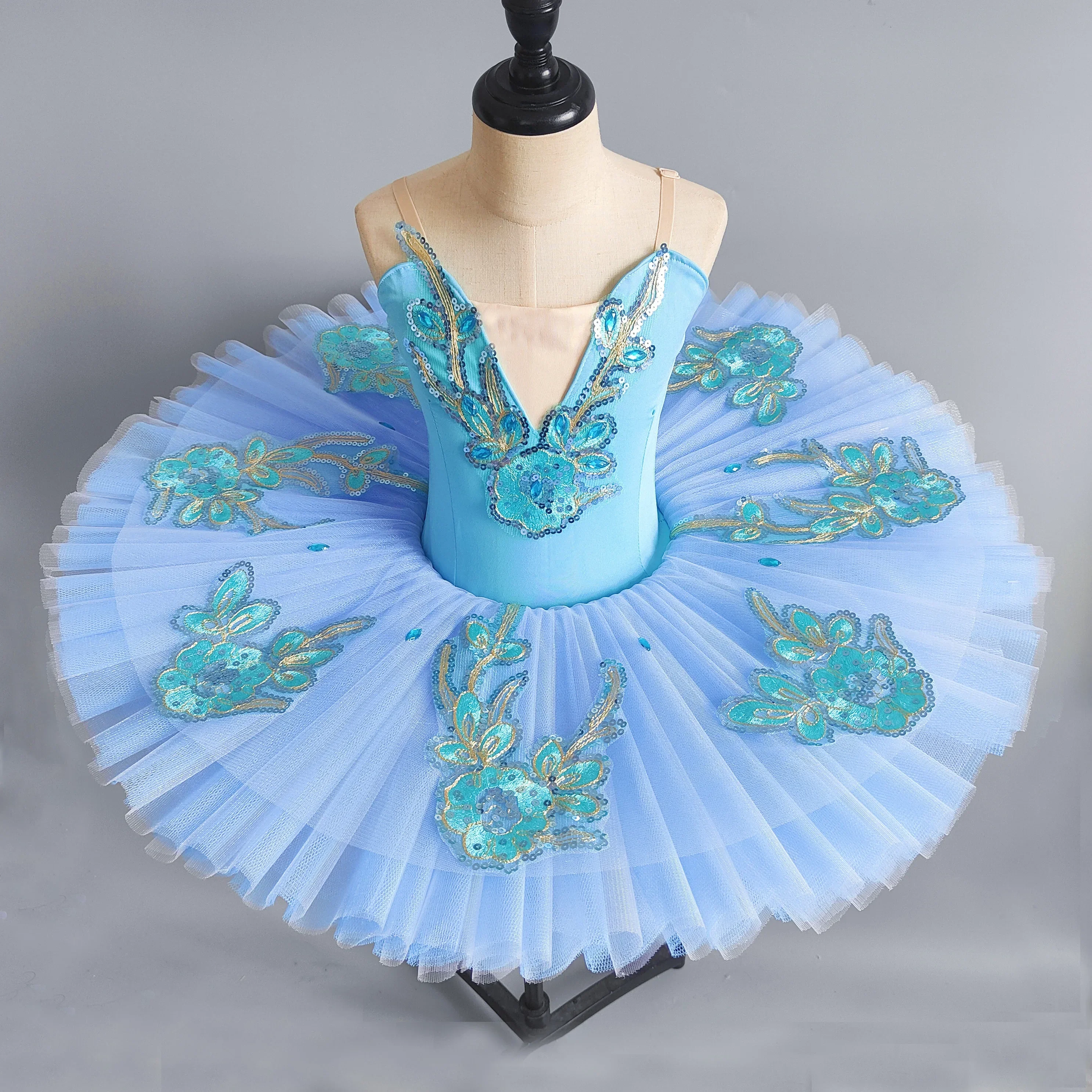 Ballet Sling Tutu para meninas, vestido de bailarina, Lago dos Cisnes, panqueca, azul, profissional, festa de aniversário