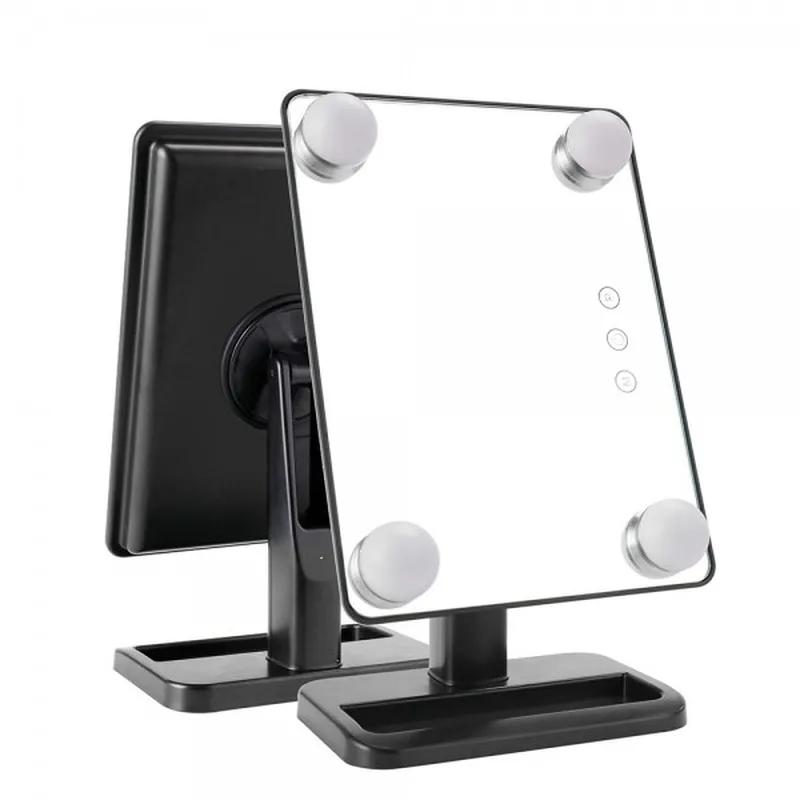 

4 Bulbs Lighted Makeup Mirror Vanity with Stand Tabletop Cosmetic Touch Screen Button Led Makeup LED Mirror Hollywood Stage