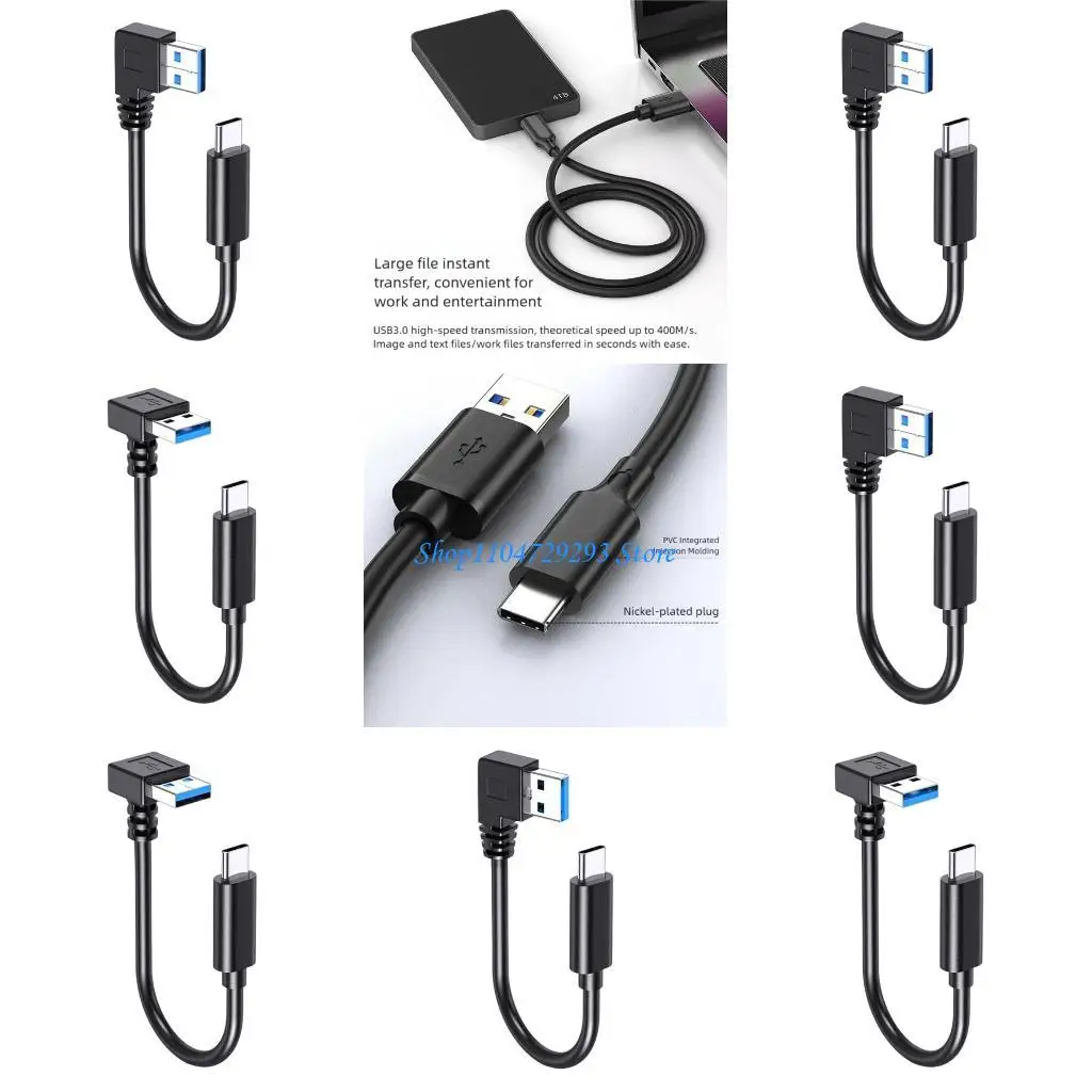Y2GD 25/50/100cm Short 5Gbps USB3.0 USB3.0 to Type C Cable 90 Degree Elbow USB3.0 To Type C Cable Fast Charging Cord for Tablet