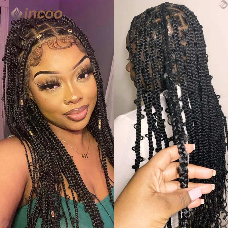 Butterfly Braids Hair Wig Synthetic Dreadlocks Full Lace Braided Wigs For Black Women Knotless Box Braid Wig Color Braiding Hair