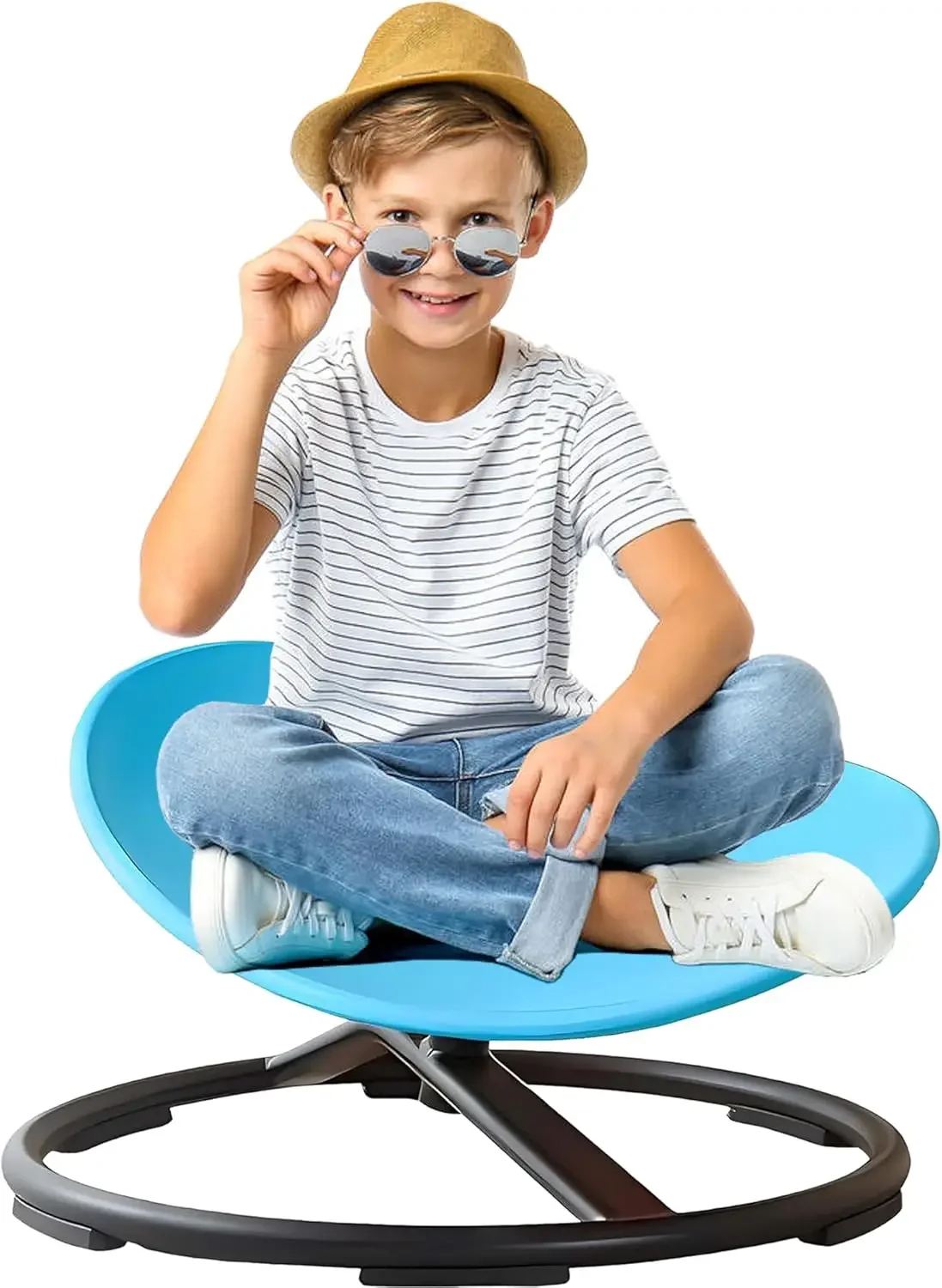 Sensory Spinning Chair, Sit and Spin Toy, Autistic Swivel Chair, Training Body Coordination, Metal Base Non-Slip Ind