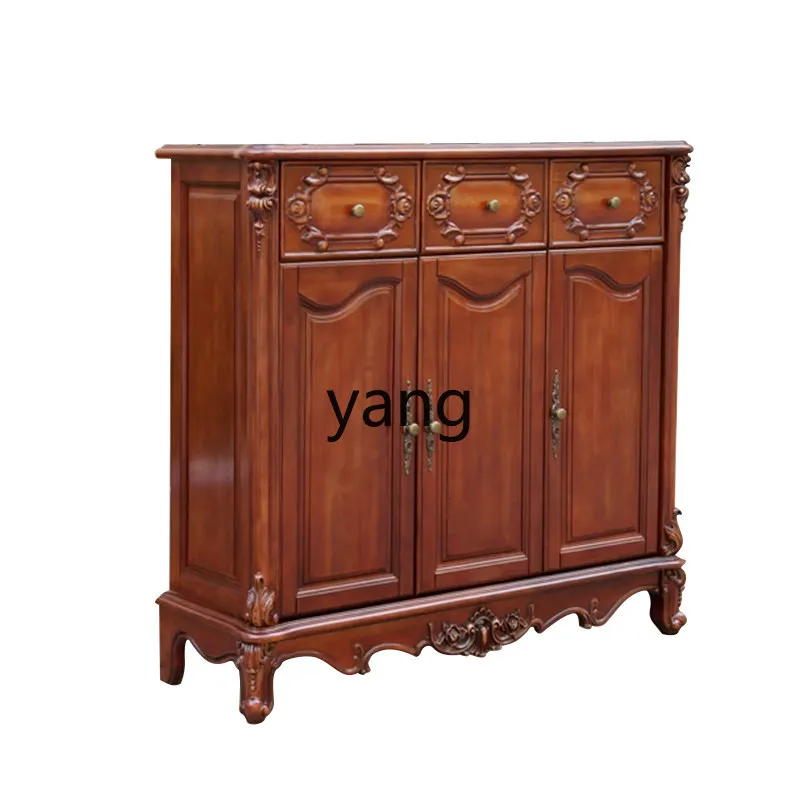 

LH solid wood carving flower three doors double doors partition entrance cabinet hall shoe cabinet