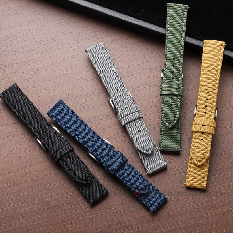 20 مللي متر 22 مللي متر مقاوم للماء Sailcloth حزام ساعة اليد ل أوميغا ل Seiko الوجهين النايلون حزام الساعات الإفراج السريع الفرقة الرياضة حزام للرجال