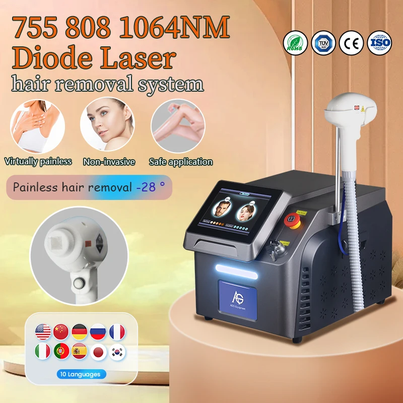 Most Popular Professional Painless Laser Portable Triple Wavelength 808nm 755nm 1064nm Hair Removal Machine