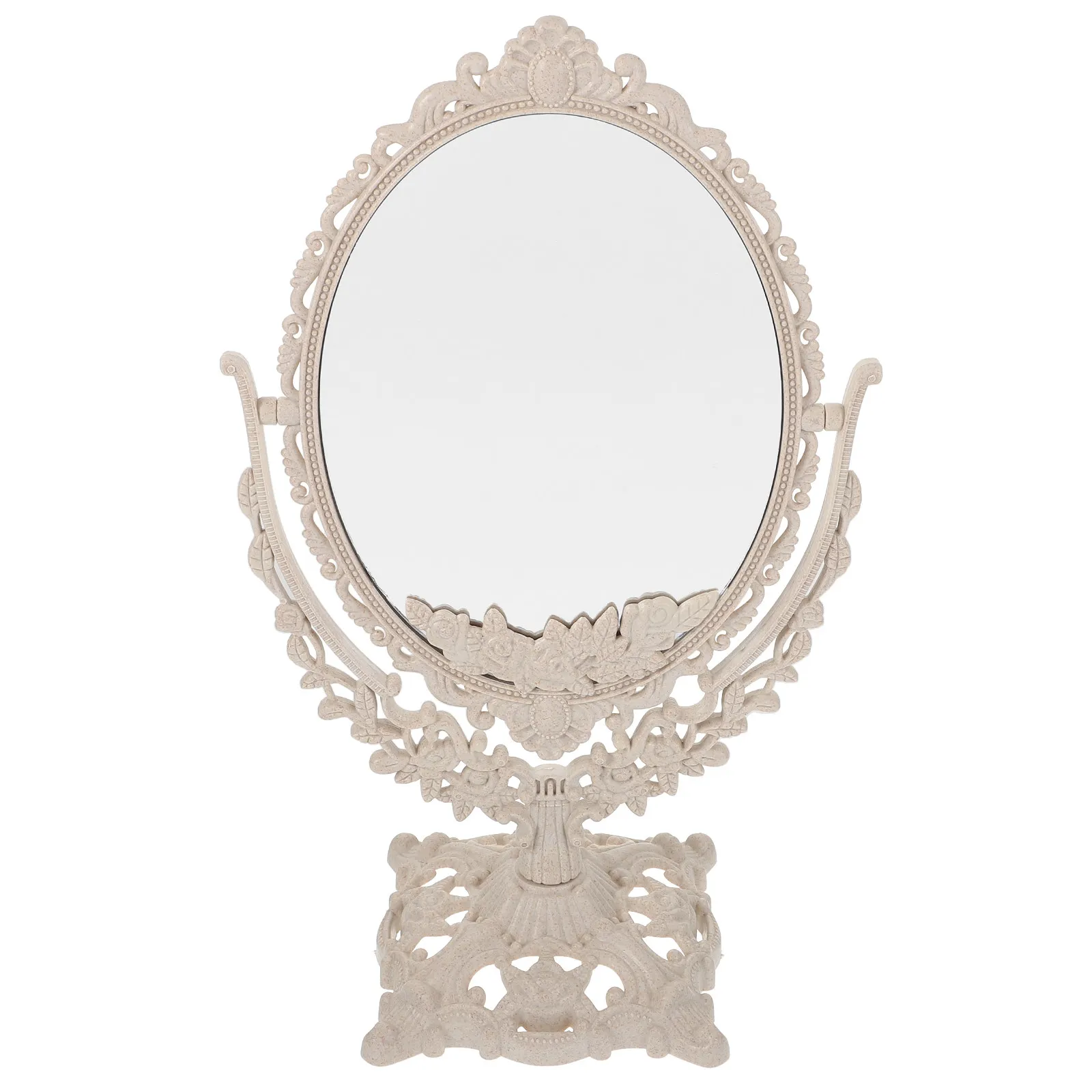 

Зеркало для макияжа, 1 шт., элегантное ретро-зеркало для рабочего стола, гладкая HD-поверхность, четкое отражение, для ванной, туалетного столика, спальни