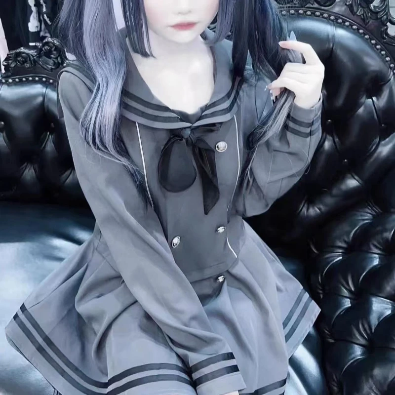 

Японский консервативный стиль Sweet JK, комплект из 2 предметов, женские топы с матросским воротником + мини-плиссированная юбка, новый дизайн, модная одежда в стиле ретро, осень