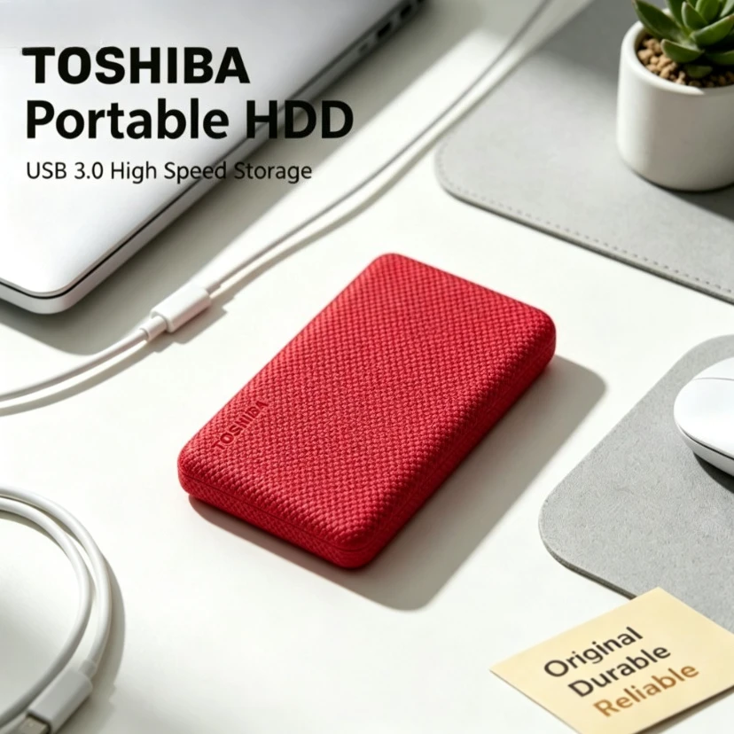 Original Toshiba V10 Red Portable External Hard Drive USB3.0 Mobile HDD Storage Disk for Laptop Desktop PC File Data Backup