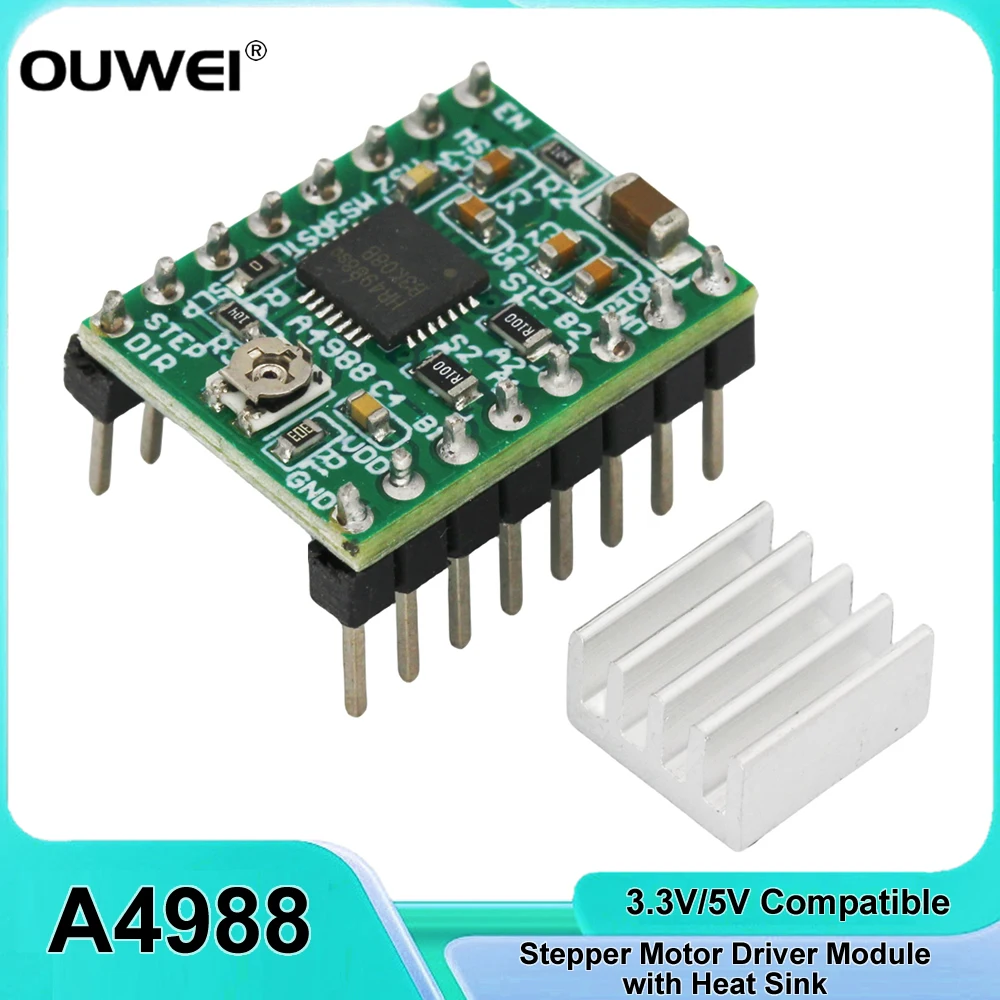 3D Printer StepStick Parts A4988 Stepper Motor Driver Module with Heat Sink Carrier Reprap RAMPS MKS GEN V1.4 Compatible Arduino