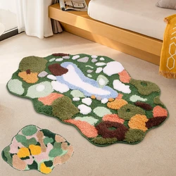 Moss Leaf Bathroom Rugs Non-Slip Moss Bath Mat Super Absorbent Bath Mat Soft Microfiber Machine Washable Shower Mat