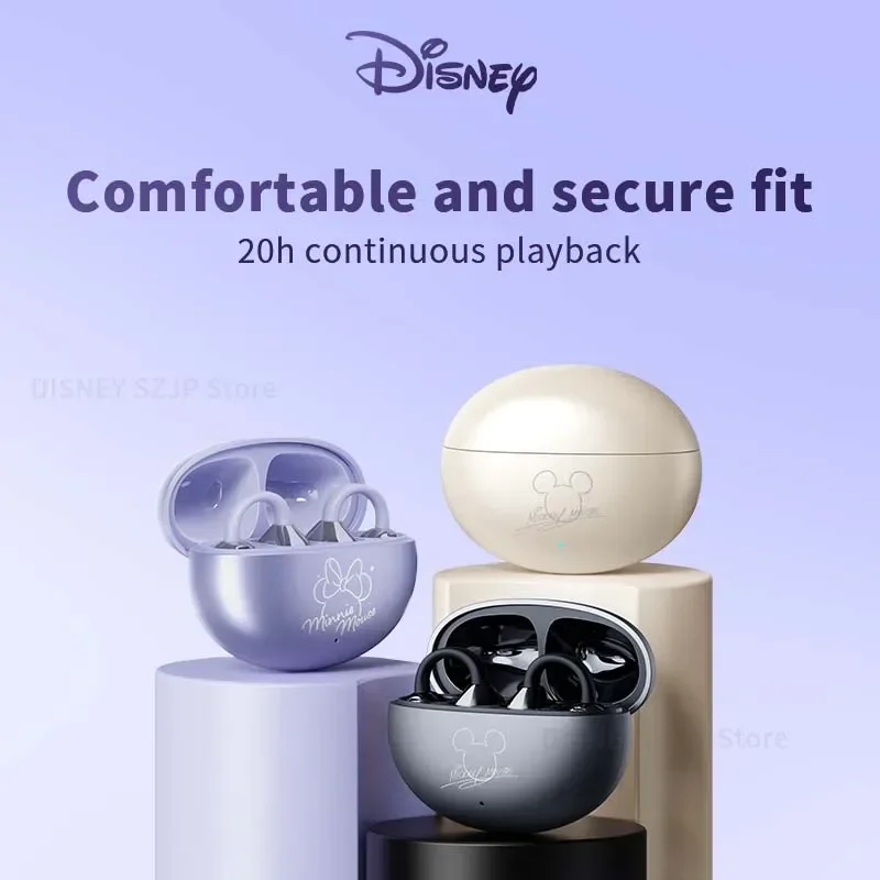 Disney bezprzewodowe słuchawki douszne Bluetooth 5.4 słuchawki z przewodnictwem kostnym połączenia HD dźwięk przestrzenny sport inteligentny dotykowy gamingowy zestaw słuchawkowy QS-T31