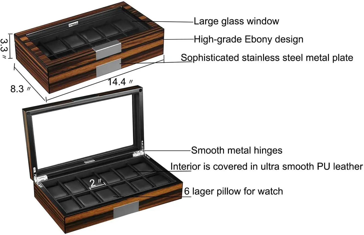 

Watch Box for Men Watch Display Case Wood Luxury Watch Box with Large Glass Window,Watch Organizer Box