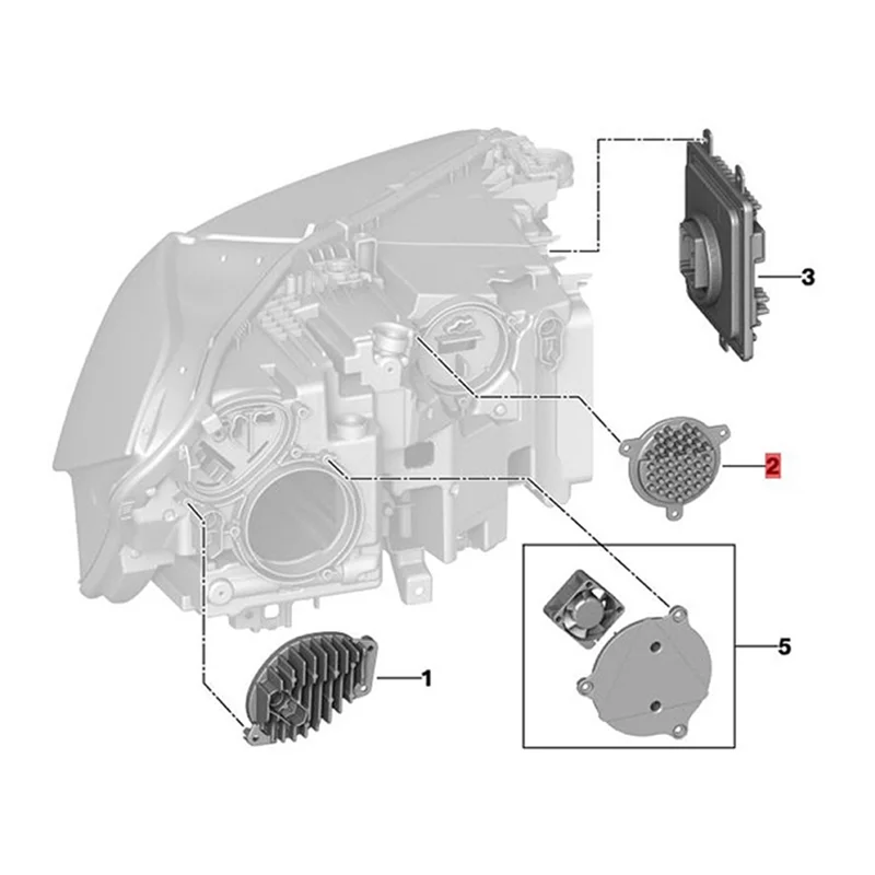 

ABKJ-2 PCS Car Headlight Driver Module Daytime Running Light Source Silver Metal For BMW X5 G05 X6 G06 X7 G07 2017-2020