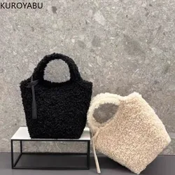 Faux Fur Tote Bag for Women 2023 Winter Soft Furry Plush Crossbody Bags Designer Top-handle Handbags Warm Purses Bolsas Mujer