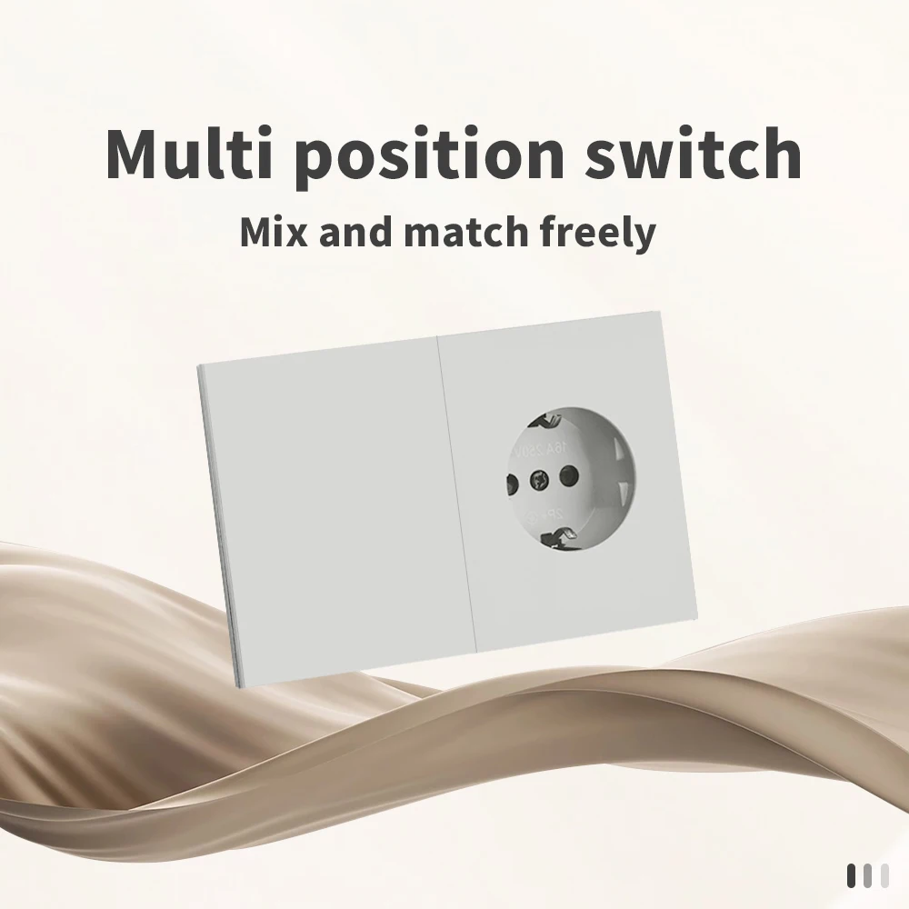 Silvery Power Sockets Integrated Panel Skin Feel Paint Button Light Switch Embedded Wall Socket DIY Combination Embedded Paint