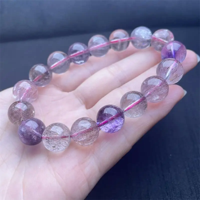 11MM Natural Super Seven Quartz Bracelet Handmade Crystal Jewelry Stretch Bangle Children Birthday Gift 1pcs