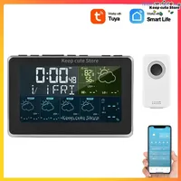 Tuya WIFI Smart Weather Station Home Environment Thermometer Humidity Meter Sensors Digital Clock Weather Forecast Calendar