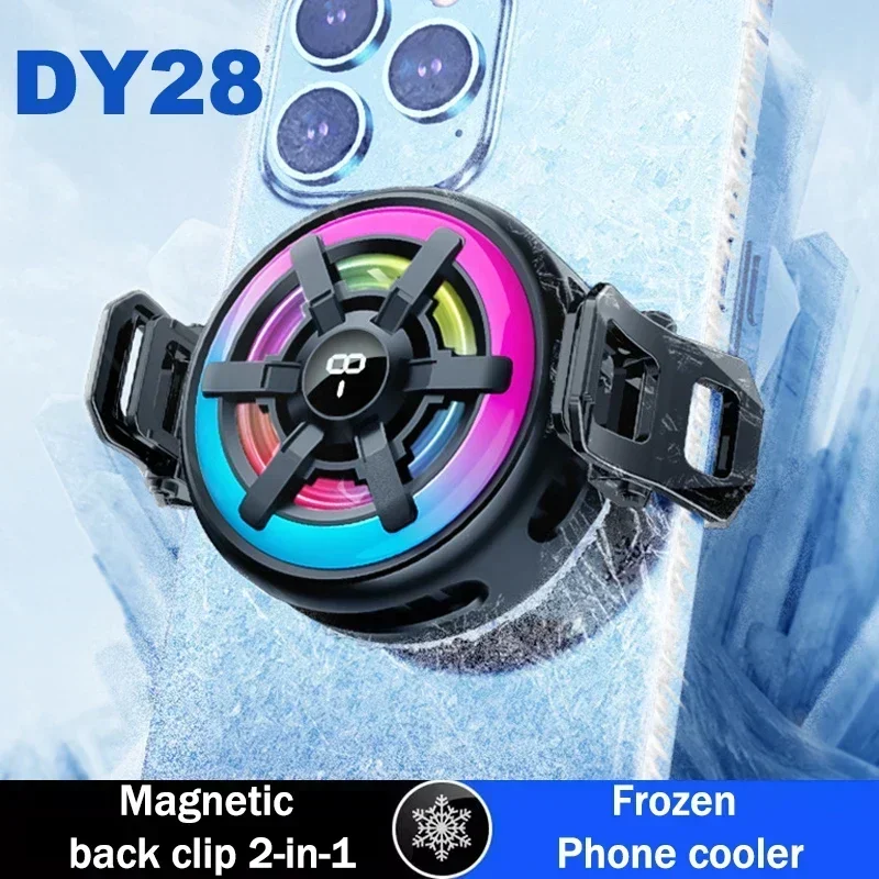 

DY28 Universal Mobile Phone Cooler Frozen Magnetic Back-clip 2in1 Semiconductor Cooling Fan Radiator for IOS Android Tablet PUBG