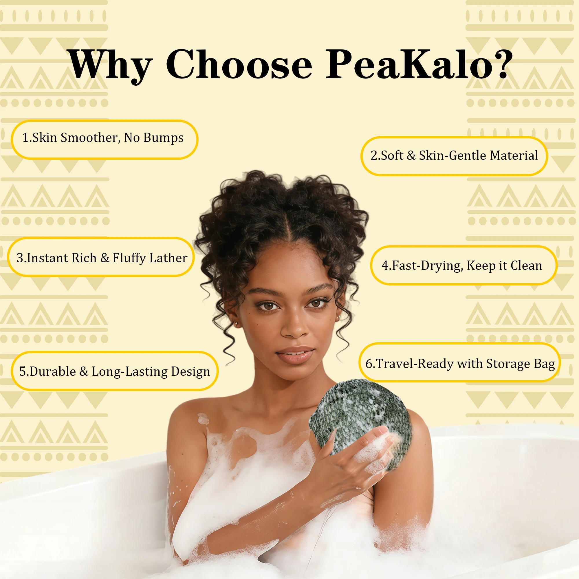 PeaKalo Authentic African Net Sponge-2Pcs Exfoliating Bath Shower Loofah Sponge, Gentle Back Scrubber for All Skin Types,Durable view 6