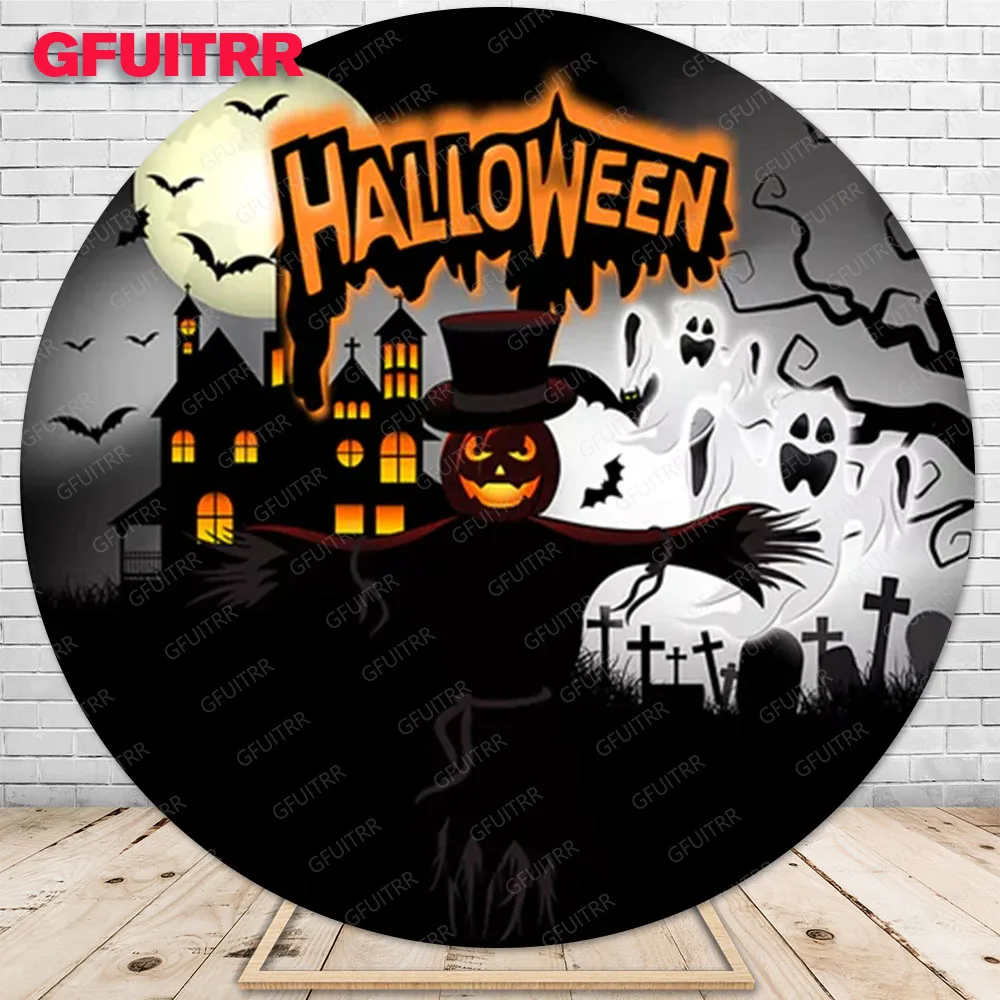 Halloween Round Backdrop Kids Party Celebrate Festival Decoration Photography Background Cylinder Cover Baby Shower Prop