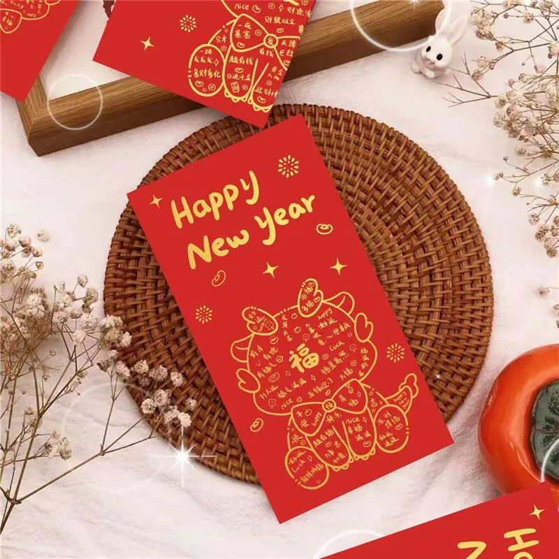 12pcs 2024 Chinese Red Envelope Dragon Year Creative Red Pocket Red Pocket For Lucky Money Birthday Wedding Red Gift Envelopes