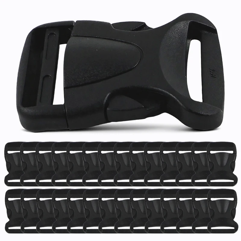 

10/20Pcs 20/25/32/38mm Black Plastic Release Buckle Bags Strap Backpack Side Snap Clasp Belt Adjust Buckles DIY Bag Accessories